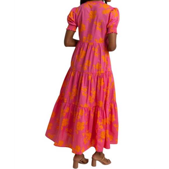 NEW SOUTHERN TIDE nadine tiered cotton lawn maxi dress in camelia rose pink